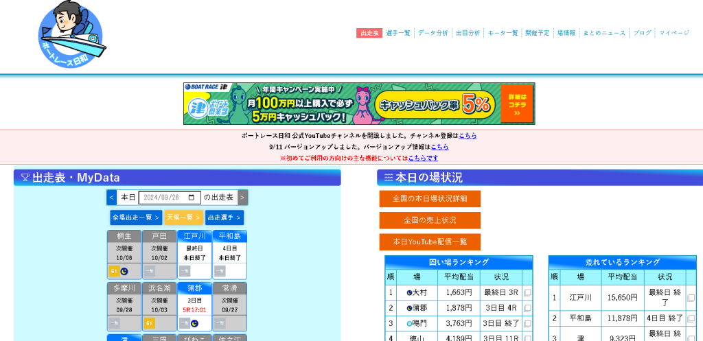 ボートレース日和の公式サイト画像